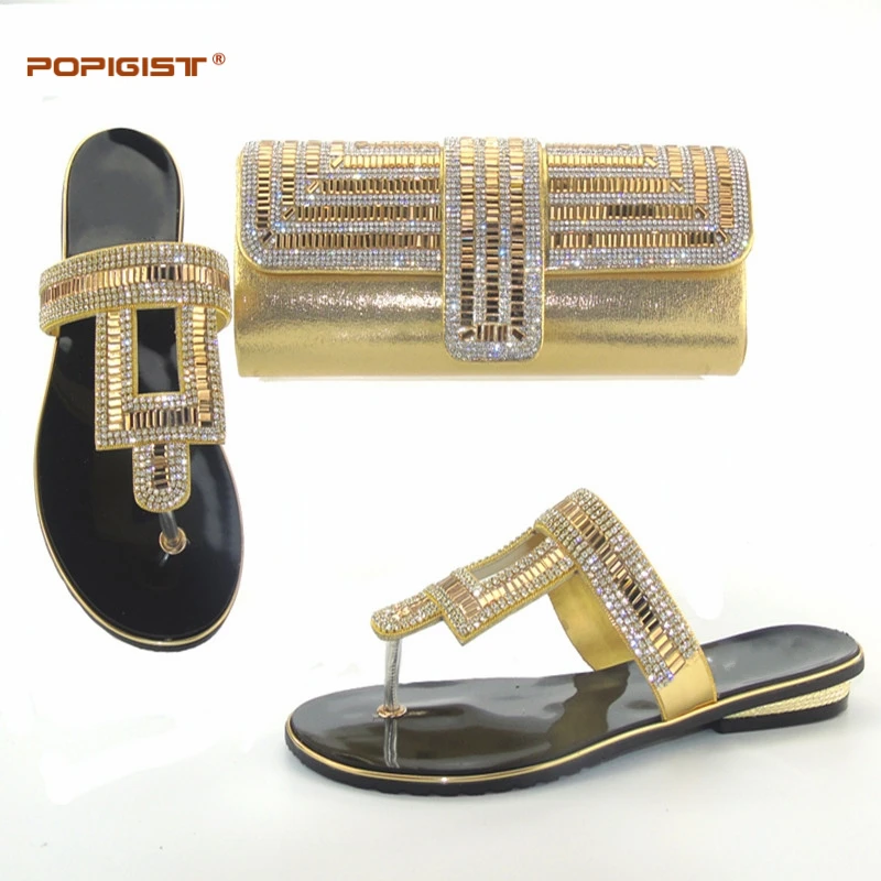 2017 г. золотистые Вьетнамки женская сумка в африканском стиле шлепанцы