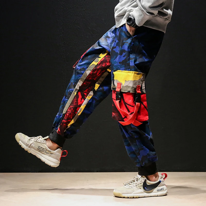

New Spring Men Joggers Hip Hop Harem Sweatpants Male Ribbons Camouflage Casual Trousers Popular Cargo Pants Drop Shipping ABZ160