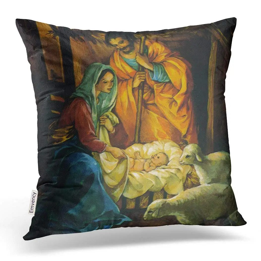 Рождественская винтажная Детская наволочка с изображением Иисуса квадратная