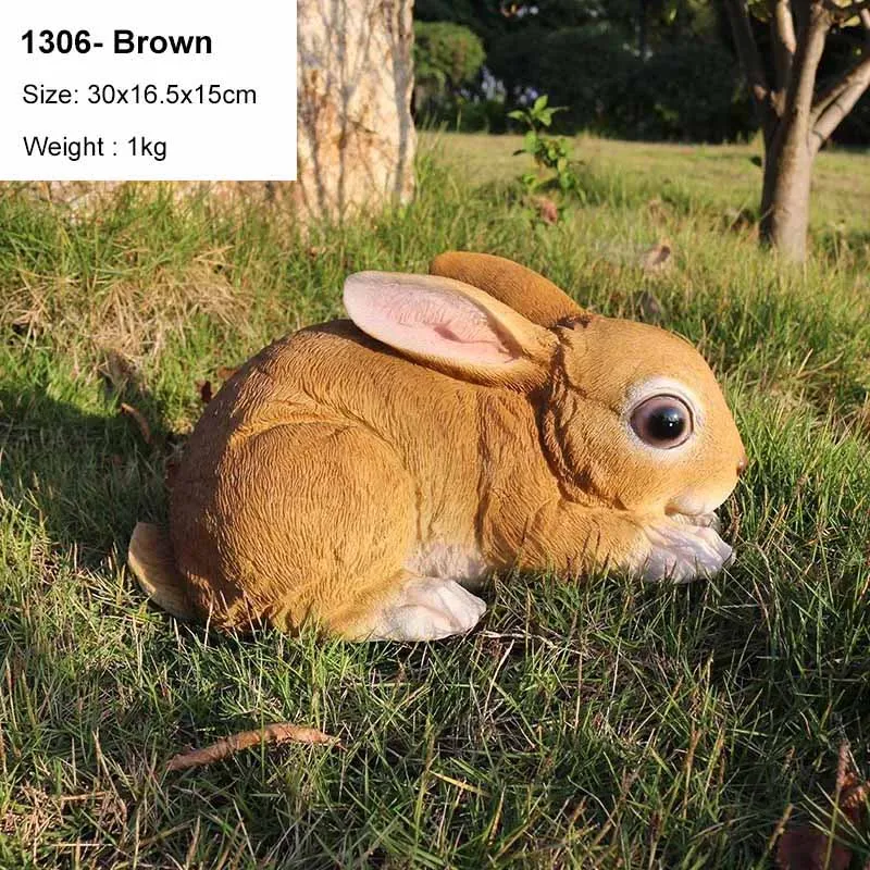 1306-Brown Милый Искусственный Кролик, украшение для дома, гостиной, украшения для сада, газон, кролик, скульптура, ремесла, миниатюрные фигурки животных, подарок - Цвет: 1306-Brown