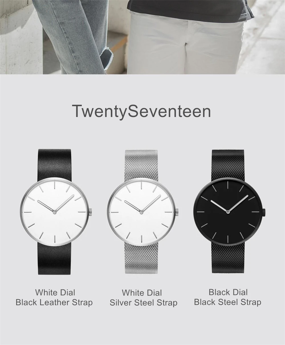 Xiaomi Mijia TwentySeventeen Модные кварцевые часы для мужчин и женщин жизнь водонепроницаемый 3ATM нержавеющая сталь кожаный ремешок браслет
