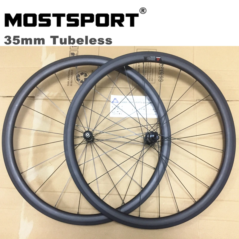 MOSTSPORT 35 мм клинчерные/бескамерные готовые углеродные колеса с прямым вытяжным DT