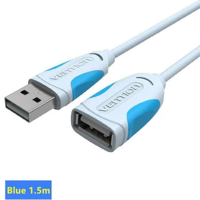 Vention USB 2,0 папа-мама USB кабель 2 м 3 м 5 м удлинитель провод супер скорость синхронизации данных USB2.0 УДЛИНИТЕЛЬ для ПК ноутбука - Цвет: ice blue 150cm