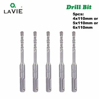 LAVIE 5pcs 4mm 5mm 6mm Electric Hammer SDS Plus Drill Bits Set 110mm Concrete Wall Brick Block Masonry Hole Saw Drilling 016