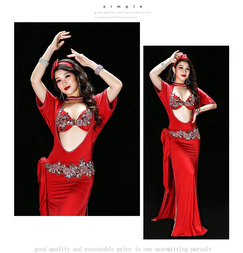Shaabi Baladi шоу костюм 5 шт. комплект для женщин Bellydance Египетский стиль Galabeya танцевальное платье для выступлений красный