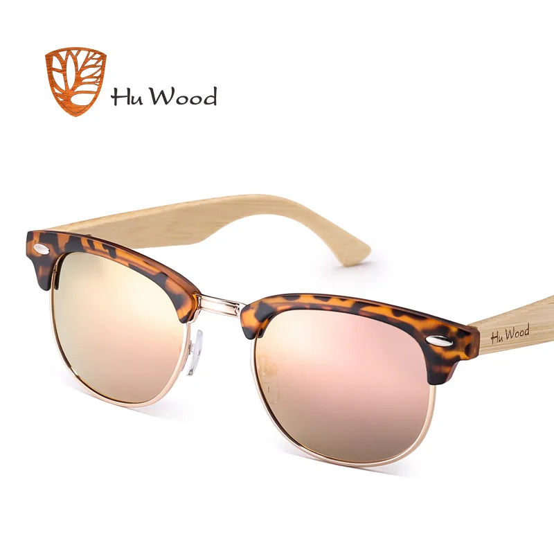 HU WOOD модные овальные Полуободковые солнцезащитные очки унисекс поляризационные