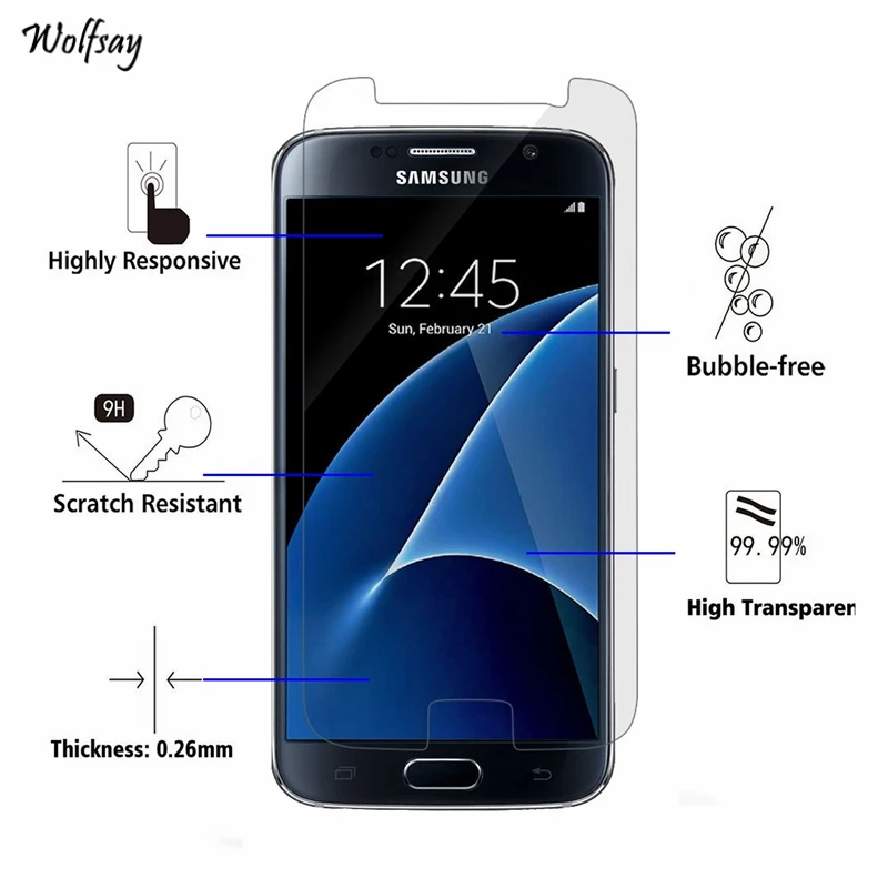 2 шт. защитное закаленное стекло для Samsung Galaxy S7|screen protector|tempered glass for samsungprotector screen |