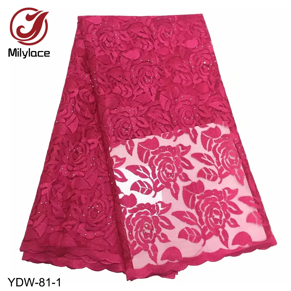 Milylace 2019 французская Кружевная Ткань 5 ярдов вышивка розы Тюль кружевная ткань с