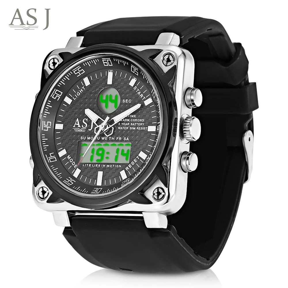 ASJ B181 Men Sport Watches Dual Movt Military Army Watch Chronograph Waterproof Japan Quartz Movement Wristwatch images - 6