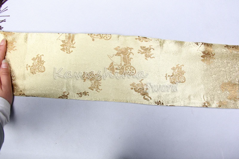 Японский самурайский меч шелковая сумка золотого цвета вышитый античный рисунок