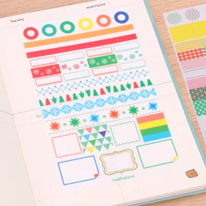 6 листов ПВХ Геометрическая бумажная наклейка для дневника, украшение, дневник в стиле Скрапбукинг, наклейка на этикетку, Kawaii, корейские Канцелярские Стикеры