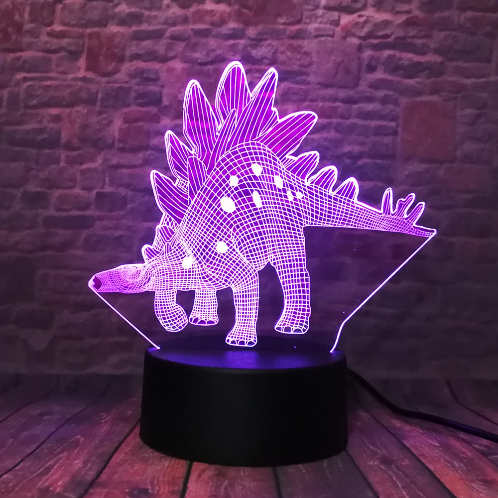 Креативная забавная 3D визуальная светодиодная Ночная лампа в форме динозавра