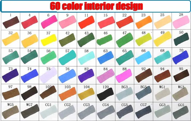 60 interior design 30/40/60/80 художника с двойной головкой Маркер Набор маркером в наборе, манга анимация дизайн Краски эскиз маркеры для рисования товары для рукоделия - Цвет: 60 interior design