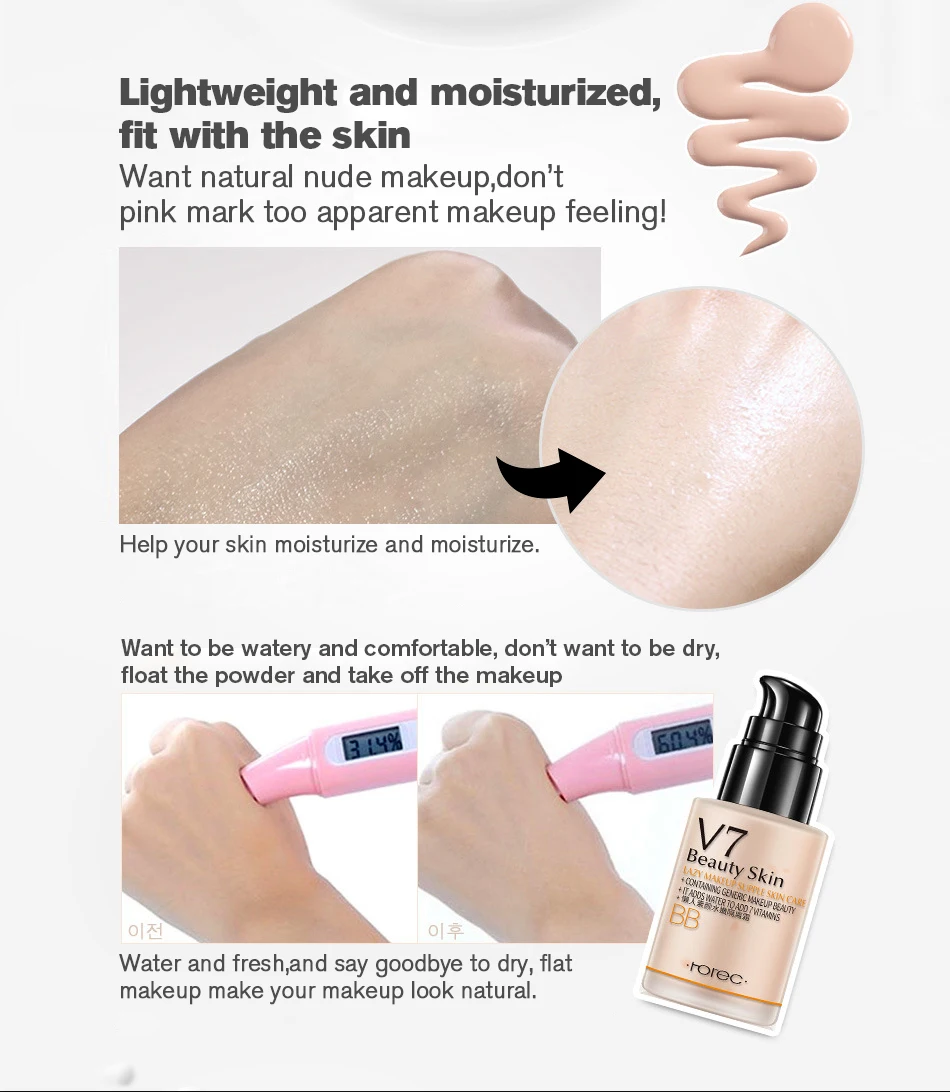 ROREC увлажняющий праймер для лица, макияж BBCream, мгновенный ластик для пор, праймер для гладкой кожи, улучшающий Праймер, основа, жидкий крем