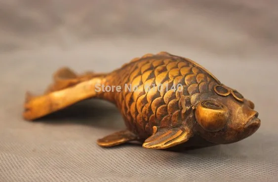 YM 311 8&quot Chinese Pure Bronze Feng Shui Goldfish Fish Blessing Statue | Дом и сад