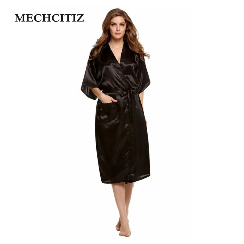 MECHCITIZ Silk Satin Wedding Mother of the Bride Robe Summer Dressing Gown Fashion Kimono For Women | Женская одежда