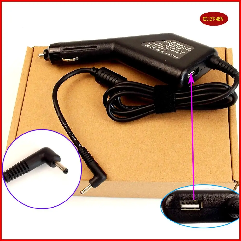 Автомобильный адаптер питания для ноутбука 19 в 2 1 А 40 Вт + USB-порт Samsung серии Slate 5/7/9 |