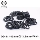 5 шт.лот флюоровое резиновое кольцо, черное, FKM Oring уплотнение CS: 3,5 мм OD31323334353637383940 мм резиновое уплотнительное кольцо, прокладка