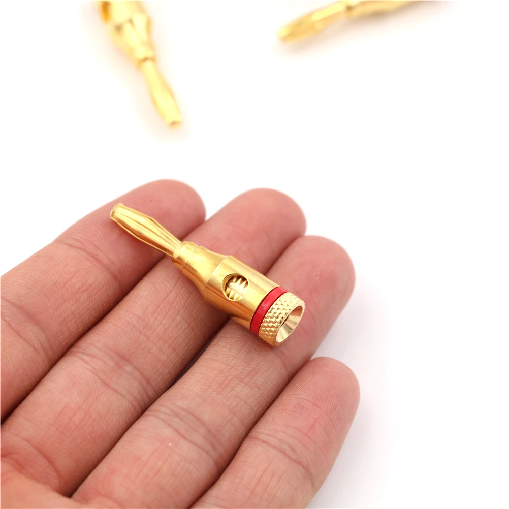 

4pcs 4mm Plug Connector Gold plated Musical Speaker Cable Wire Screw Banana Plug Connector