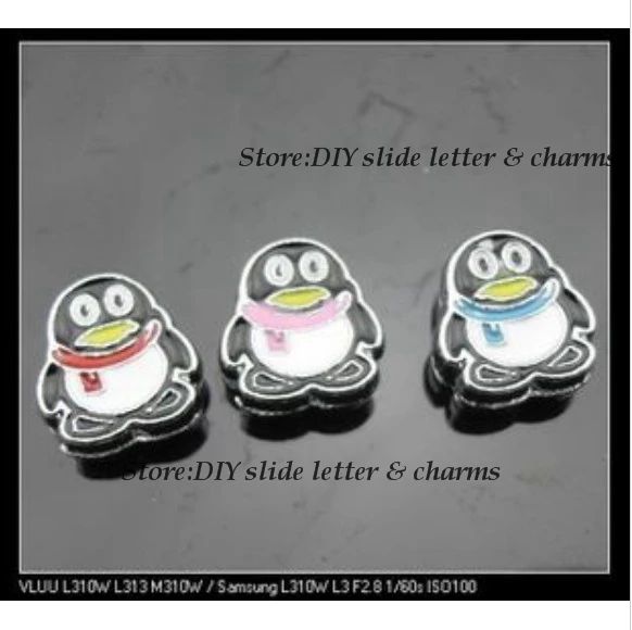 Оптовая продажа 5 шт смешанных цветов Пингвин Слайд Подвески может через 8 мм