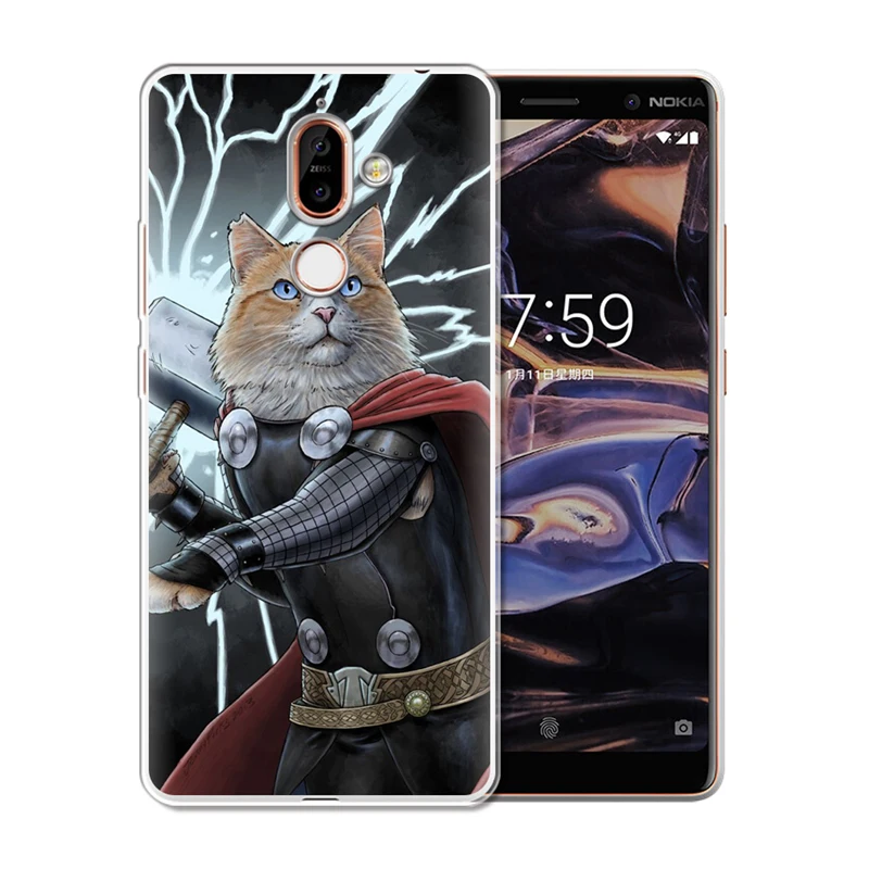 Чехол для телефона Nokia 1 3 5 8 6 2 7 Plus 9 X6 2018 X7 X3 Deadpool Spiderman cat shell Силиконовый ТПУ |