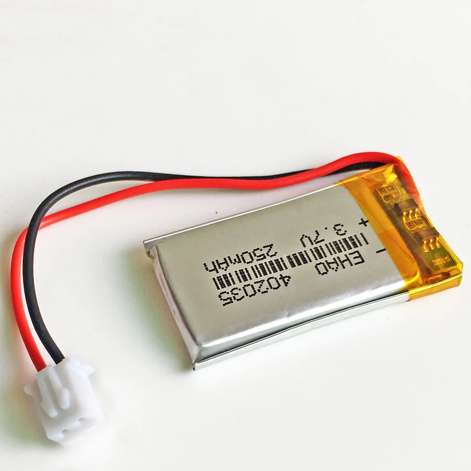 10 pcs 3.7V 250mAh battery JST 2.54mm 2 pin 402035 Lithium Polymer Li-Po Rechargeable Handheld GPS Battery Mp3 bluetooth | Электроника