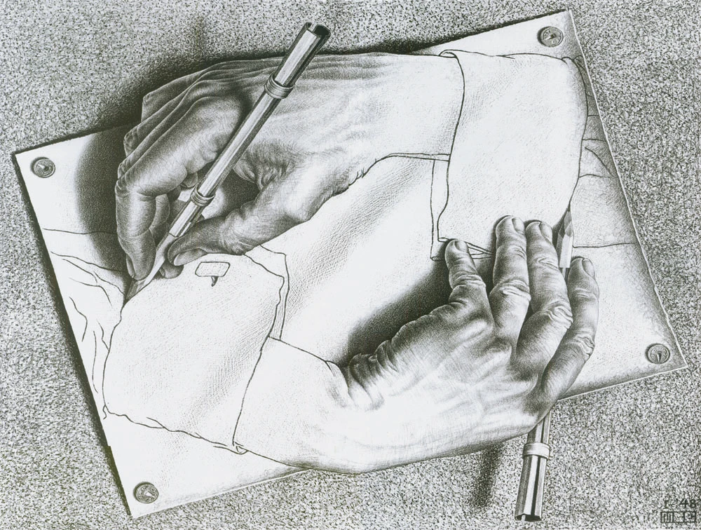 Хорошие подарки Холст принты mc escher руки на холсте дизайн Современные Абстрактные стены Искусство для комнаты 9n-cx-1(100