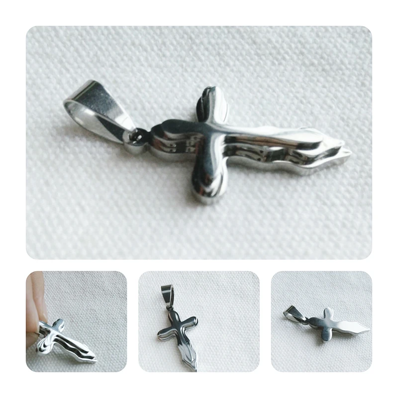 ELSEMODE крошечное многослойное ожерелье с крестом Иисуса из титановой нержавеющей