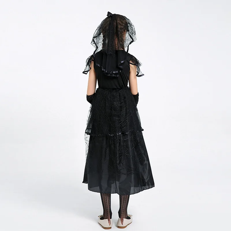 Платье для девочек черное с рисунком трупа костюм Хэллоуина | Тематическая