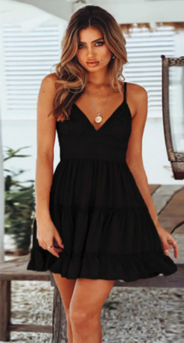 2019 Summer Women Dress New Style Fashion Spaghetti Strap Backless Bowtie Vintage Lace Stitching Party Club Mini | Женская одежда