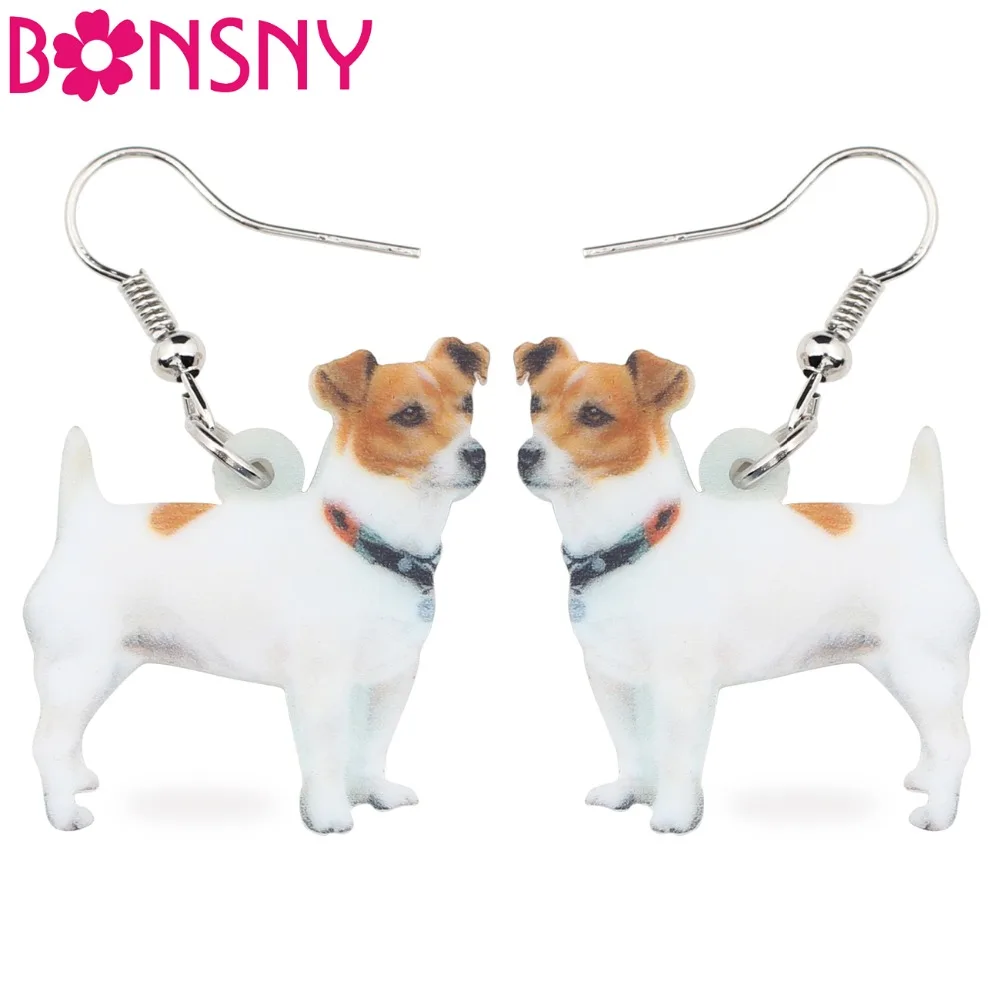 Bonsny массивные акриловые Jack Russell серьги с собаками Висячие большие длинные висячие украшения в виде животных для девочек женщин дамские дешевые аксессуары