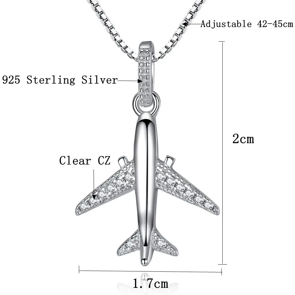 Настоящее 925 пробы серебро S925 самолет Серебряный самолета подвеска Цепочки и