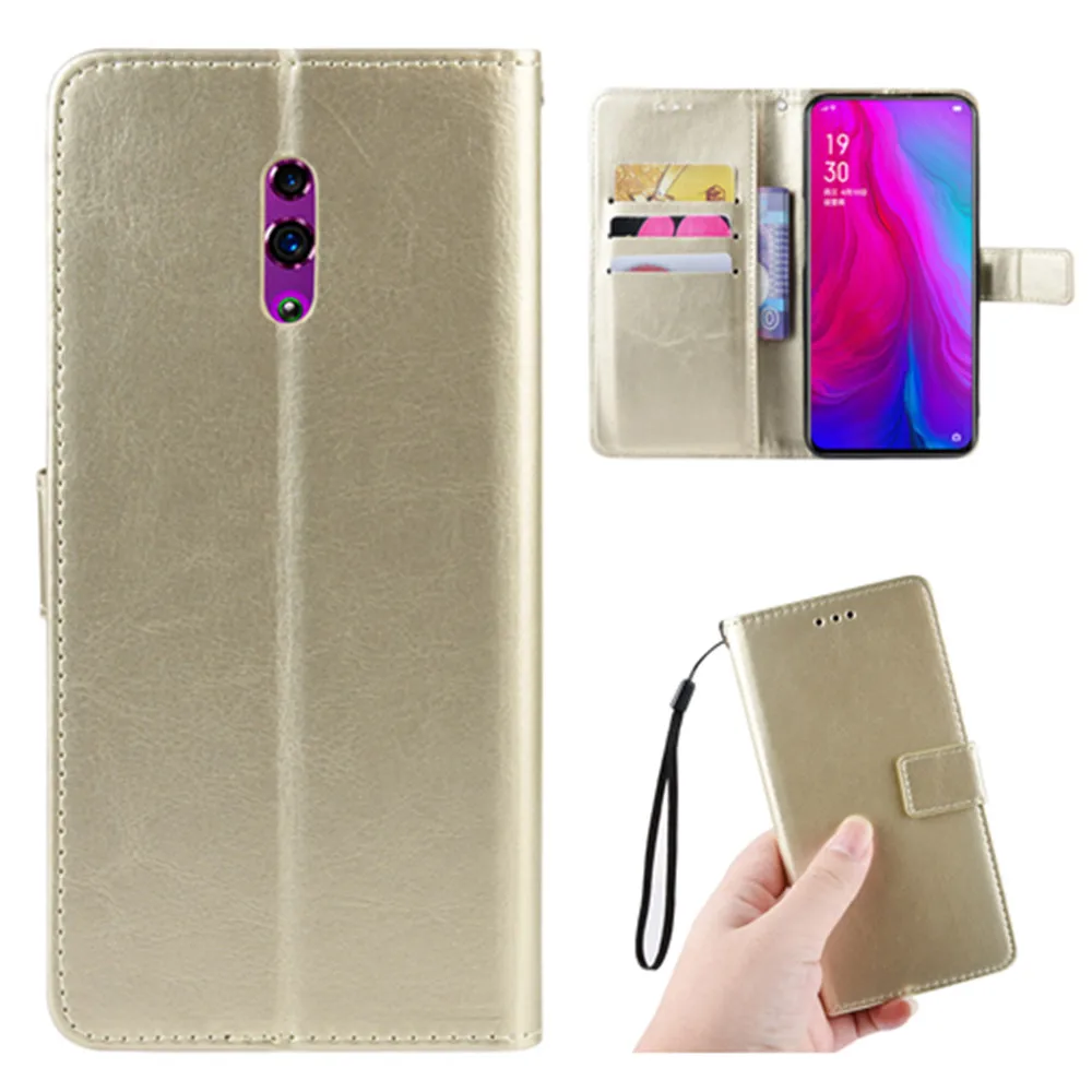 Для OPPO Reno чехол роскошный Флип PU кожаный шнурок для бумажника Стенд