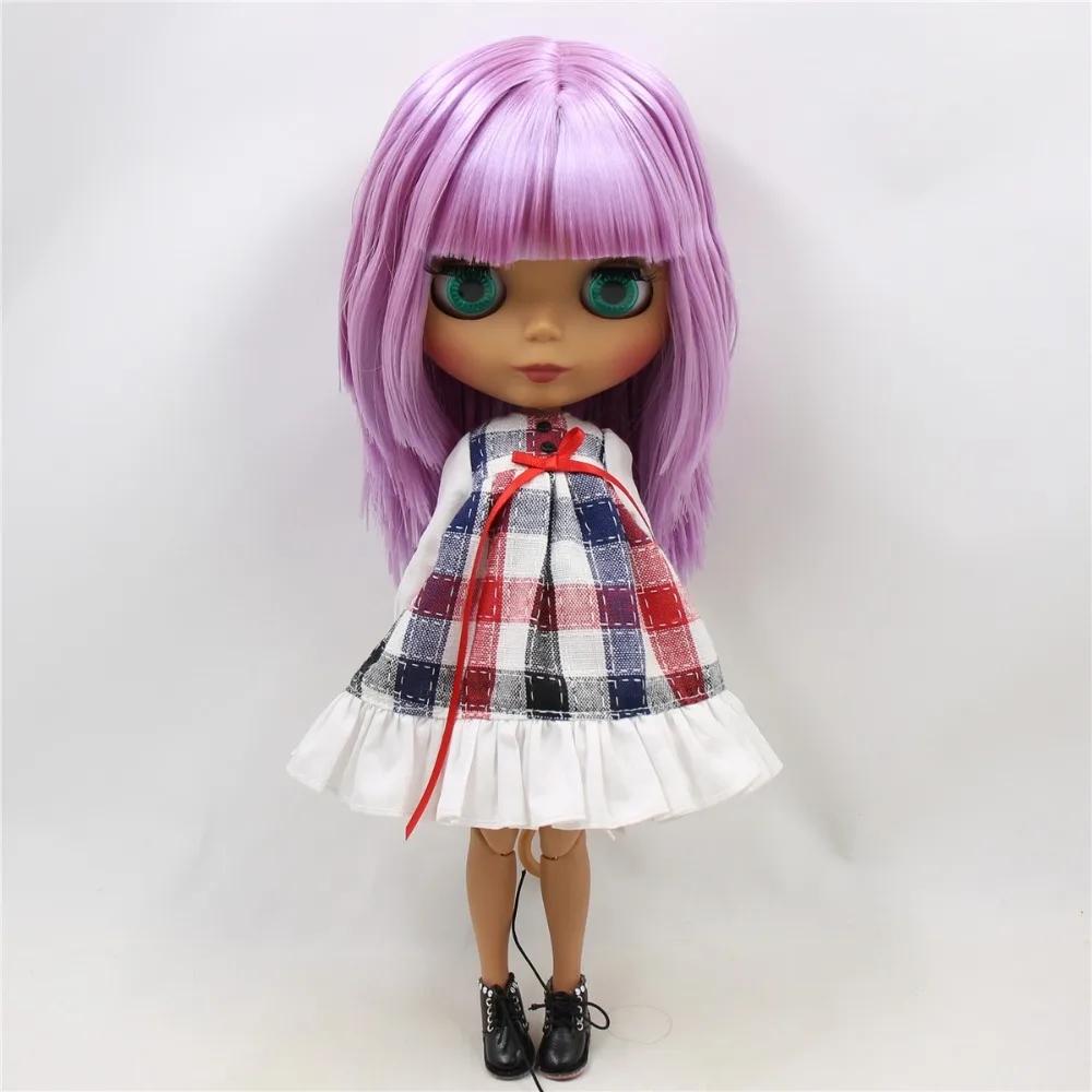 Фабрика blyth кукла 1/6 bjd шарнир тело темная кожа матовое лицо, жирные фиолетовые волосы, голые куклы 30 см BL2137