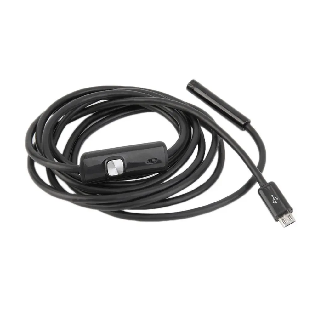 Водонепроницаемый HD 2 м/7 мм объектив эндоскопа жесткий кабель мини USB Инспекционная камера змеиная трубка с 6 светодиодный фонарь бороскоп для телефона ПК