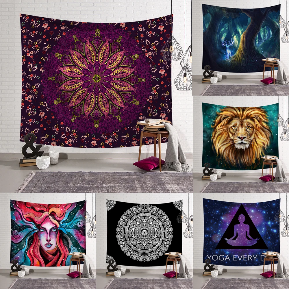 New Indian Mandala Skull Tapestry Wall Hanging Moon Phase Change Tapestries Bedroom Decoration