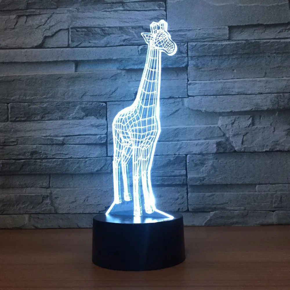 3D лампа Жираф 7 цветов RGB светодиодный ночник для детей сенсорный светодиодный USB Настольный Lampara детский спальный ночник Прямая