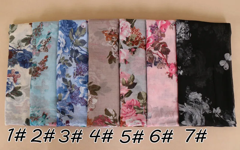 Женская обувь с принтом в цветочек бабочек вискоза платки хиджаб длинное