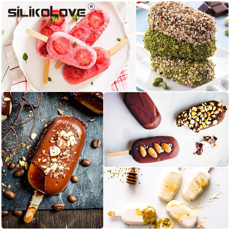 SILIKOLOVE 4 полости силиконовые формы мороженое плесень случайный Холодильная