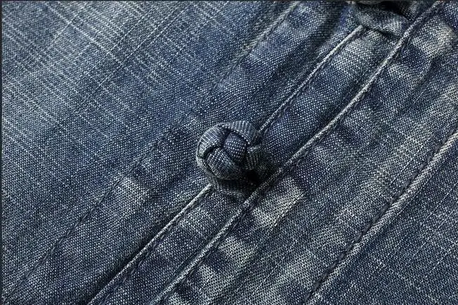 leappls 4XL mens denim blazers and suit jackets fashion slim fit Chinese Style Plate buckle jeans blazer masculino 2018 autumn | Мужская