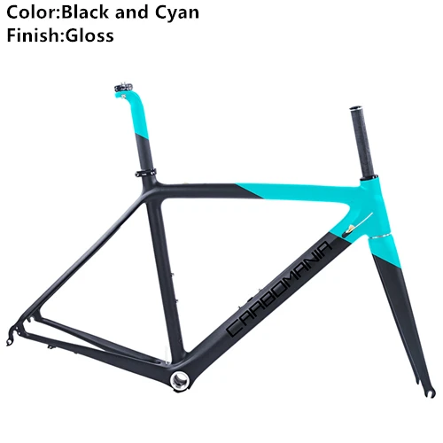 Black and Cyan Gloss Карбоновая рама для дорожного велосипеда, Ультралегкая 980g 700c, рама для дорожного велосипеда Di2, механическая рама для дорожного велосипеда, велосипедная Рама в комплекте, BSA 68 мм V тормоз - Цвет: Black and Cyan Gloss