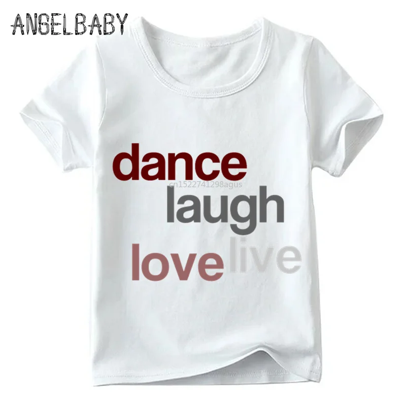 Забавная детская футболка с принтом Live Love Dance детские летние белые топы коротким