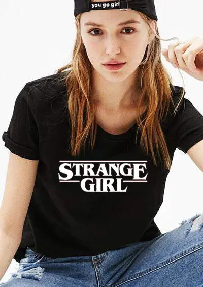 

Skuggnas New Arrival Strange Girl T-shirt Inspire Stranger Things Cool Casual Femme Vintage Tee Short Sleeve Fashion t shirts