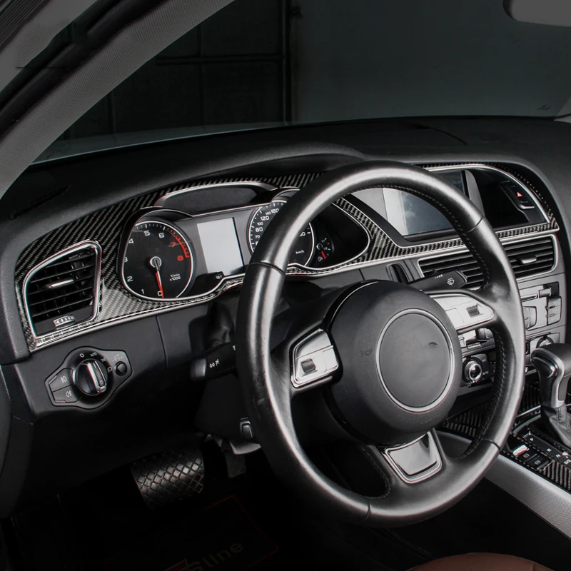 Для Audi A4 B8 2008- карбоновый измеритель приборной панели интерьера рамка Крышка отделка 1 шт. стайлинга автомобиля