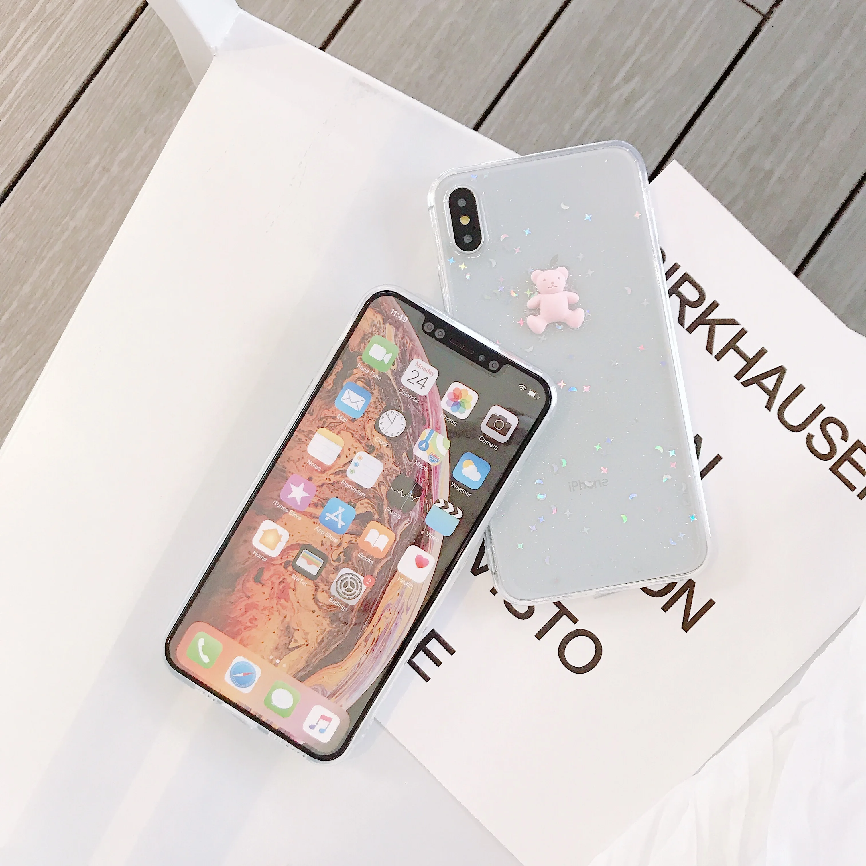 INS Glitter Bling Case For iPhone 8 7 6 s Plus Epoxy Star Moon Bear X XR XS MAX Soft Clear Silicone TPU Cover |