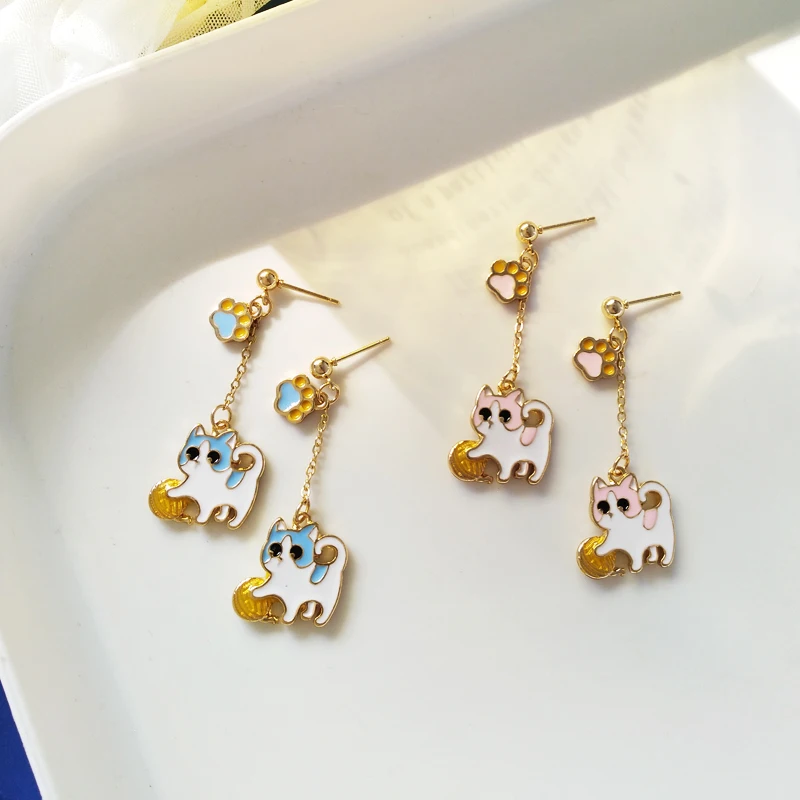 

Fashion Cartoon animal stud earrings woman popular Cute cat earrings long personality stud earrings for women Jewelry wholesale
