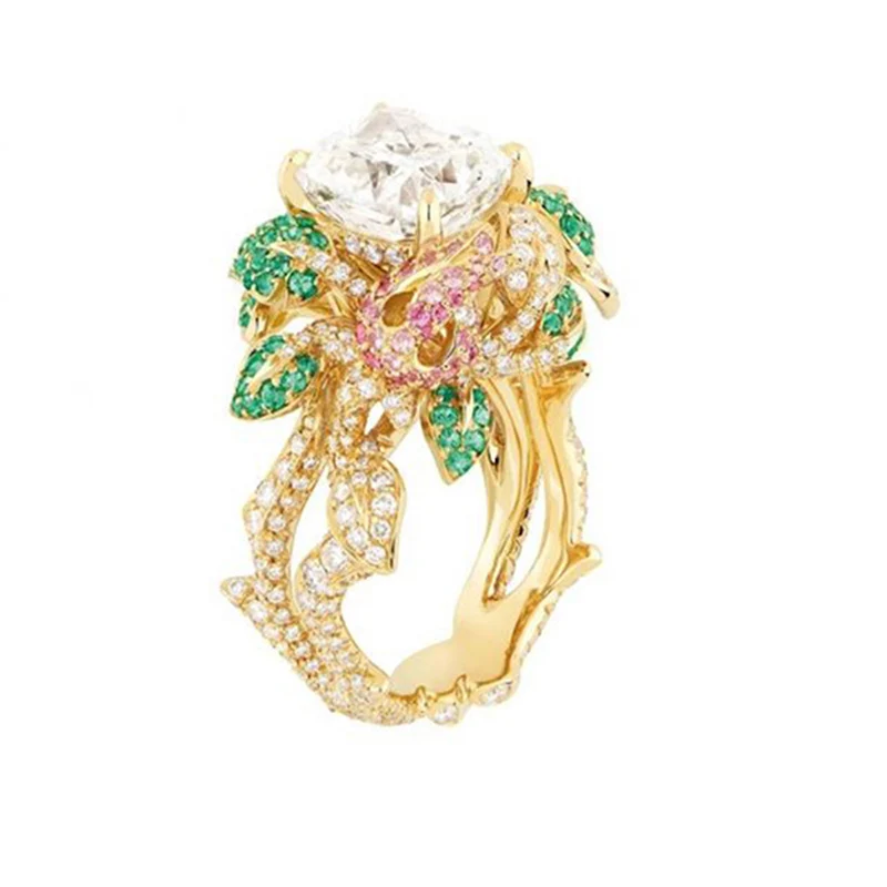 Новое поступление Qi Xuan_Luxury Synthesize Flower Finger Rings_Plated Rose Gold Luxury Rings_Factory прямые
