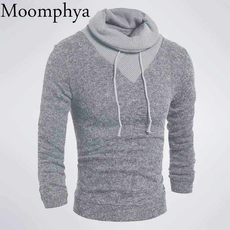 Moomphya 2017 новое поступление мужской свитер с воротом хомут пуловеры осень зима