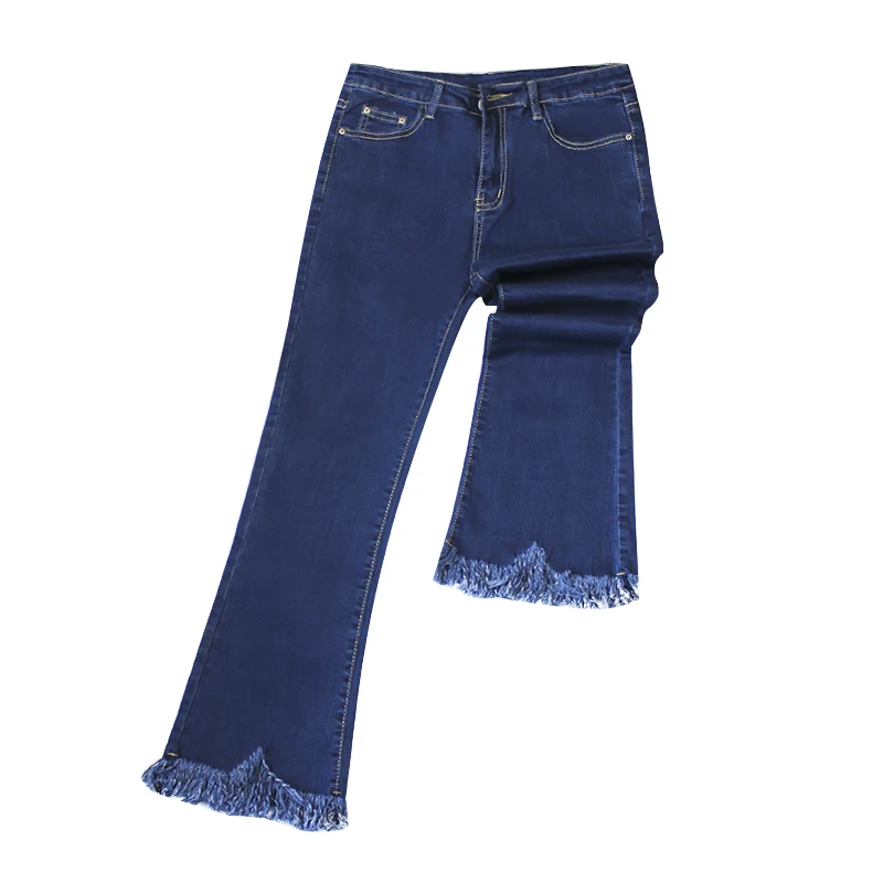 Women's Elastic Cotton Stretch Jeans Pants Slim Fit Frayed Hem Denim Trousers 2019 Spring New Brand Fashion Wear |