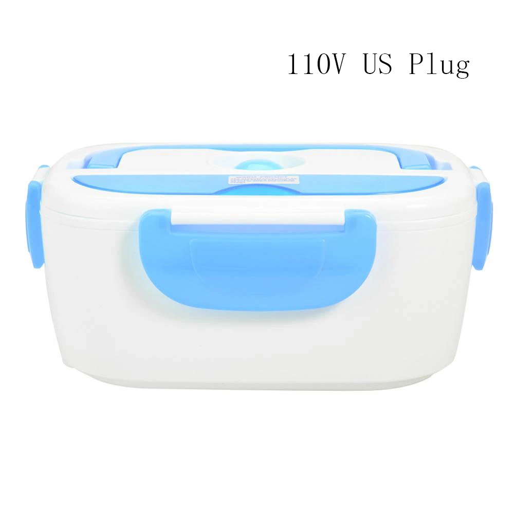 Blue US Plug Электрический нагревательный Ланч-бокс портативный детский пищевой контейнер термос Ланчбокс Bento box со столовыми принадлежностями для Дома Офиса ЕС США Plug - Цвет: Blue US Plug